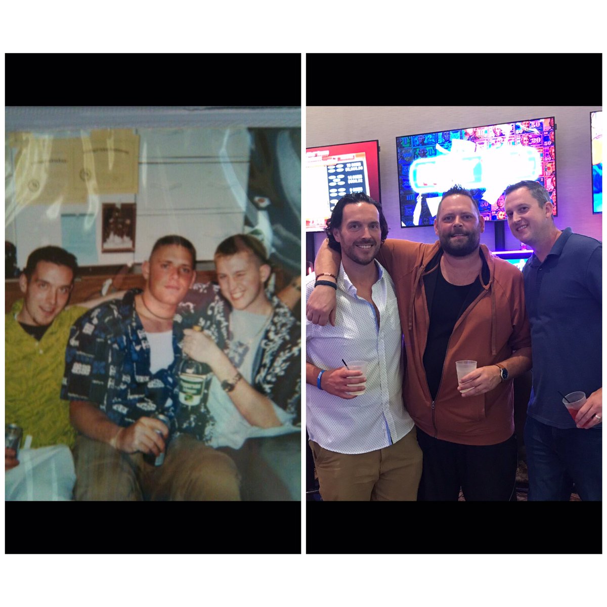 DannyKeystone's tweet image. A very happy 40th to my good friend @RickyRoekowski (pictured right). Here is a college roommate picture 20 years apart  in 01’ and in 21’. Time has its way with us all but i think we’re doing ok! Happy birthday brother!