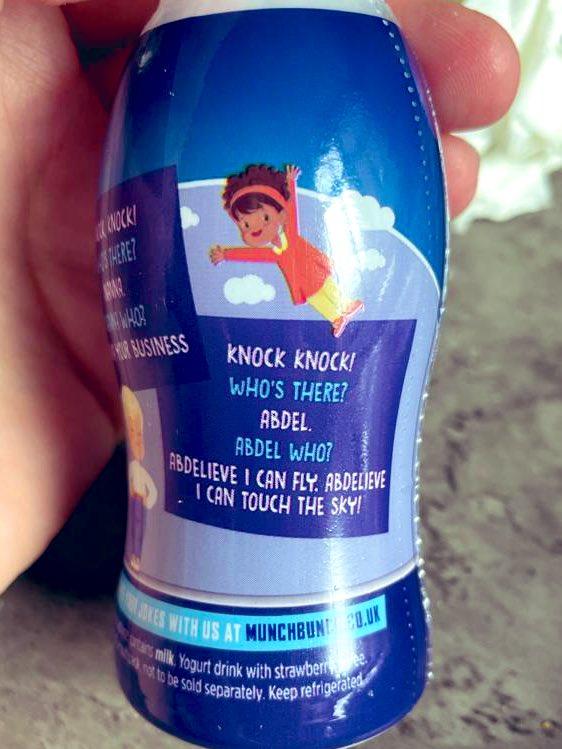 azzamitch's tweet photo. Had a shocker here eh @munchbunchdairy - Not just a terrible joke, but in poor taste considering its on a kids yogurt pot… #badjoke #knockknock @nestle 🤯 https://t.co/pxN4vuIZQI
