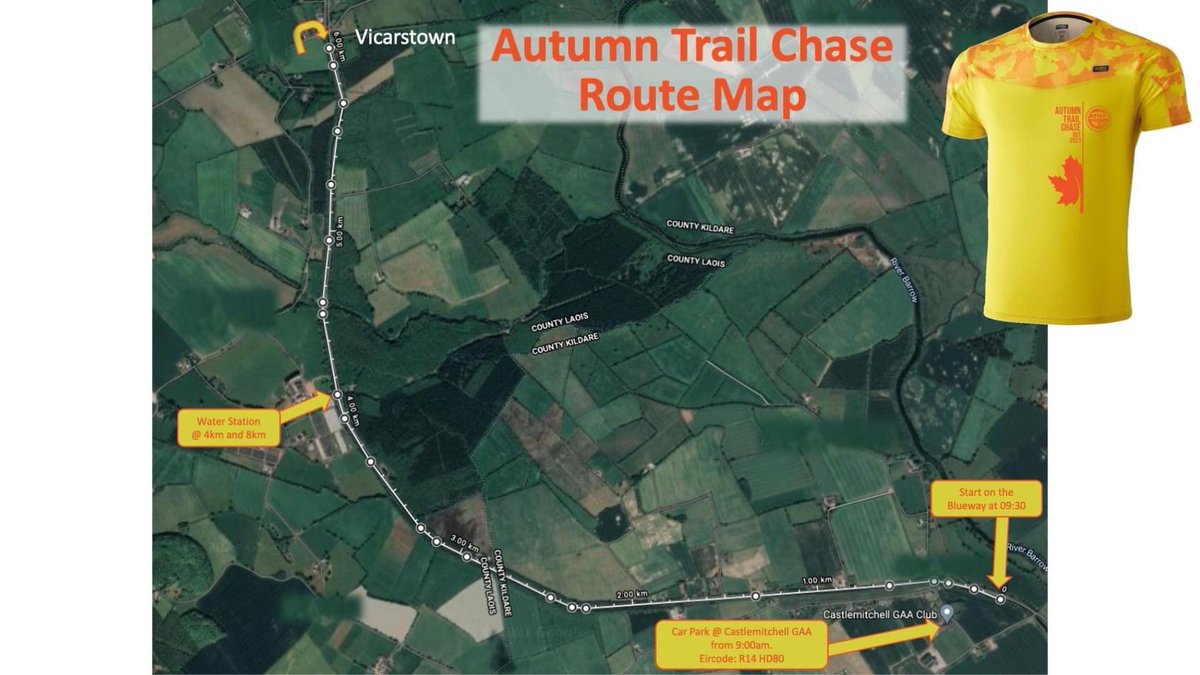 athytriclub's tweet photo. Just a week to our ATC - Autumn Trail Chase on the Blueway
Car Parking at Castlemitchell GAA from 9:00am for start at 09:30am on Saturday 23rd
Spread the word.  Free and Fun event for all.
Donations to Cycle Against Suicide are still possible here https://t.co/J7AUTmxYXO https://t.co/emsmf8z3WV