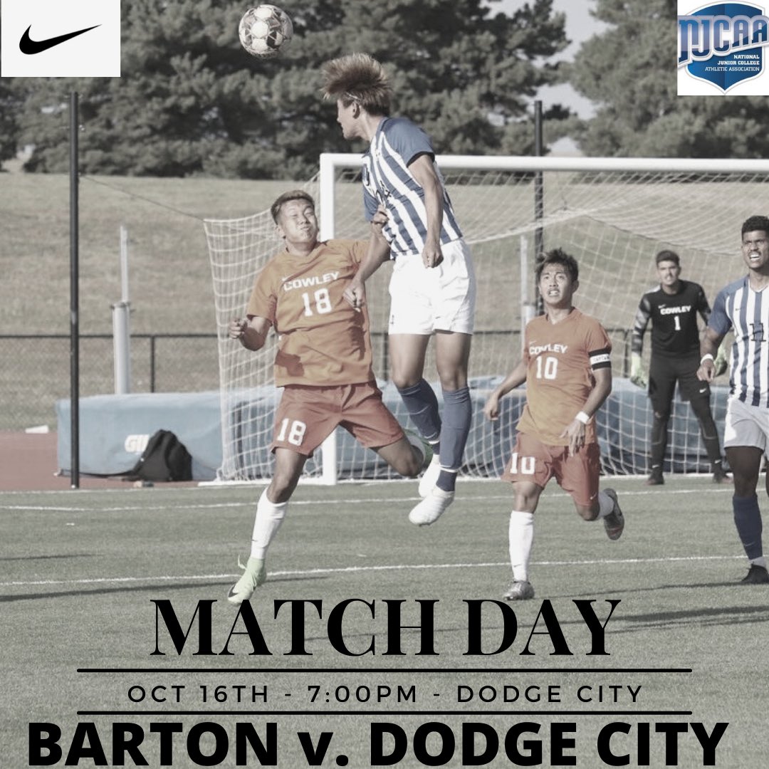 The Lads Are Finally Back‼️
⚽️MATCH DAY⚽️
🆚: Dodge City
🕑: 7:00pm
📍: Memorial Stadium - Dodge City, KS
📋: KJCCC Conference Match
💻: goconqs.com/sports/2018/8/…

#FAMILY
#BetterEveryday
#BartonMensSoccer