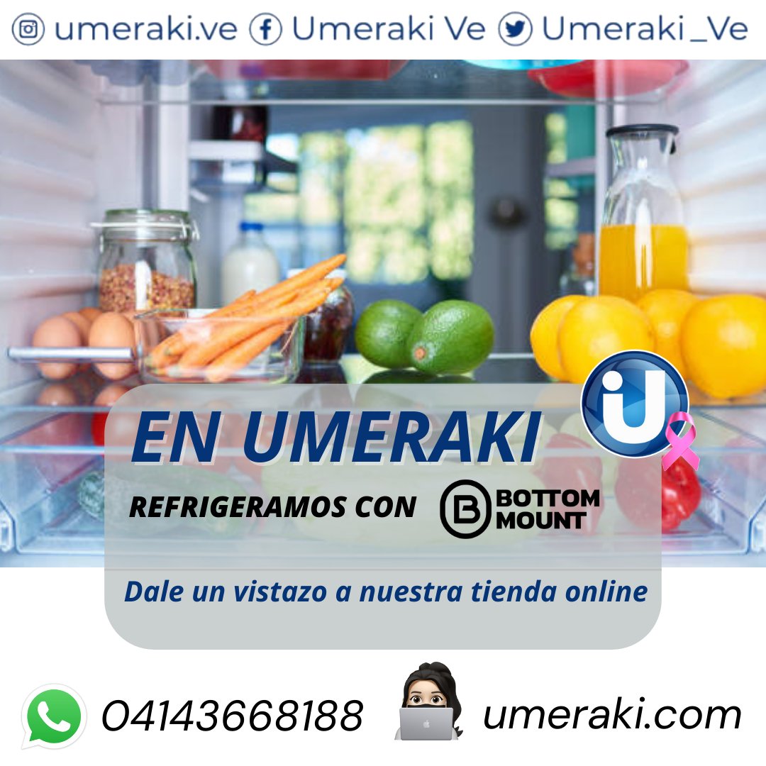 Hablar de #Refrigeradores #BottomMount es: #másahorro, menos #consumodeenergía #mayorespacio para una mejor organización #alimentos realmente frescos. 
#umeraki es #industria y #hogar al alcance de un clic... #ccs
✅ umeraki.com
✅ 04143668188
✅🔗Link de Bio. IG.