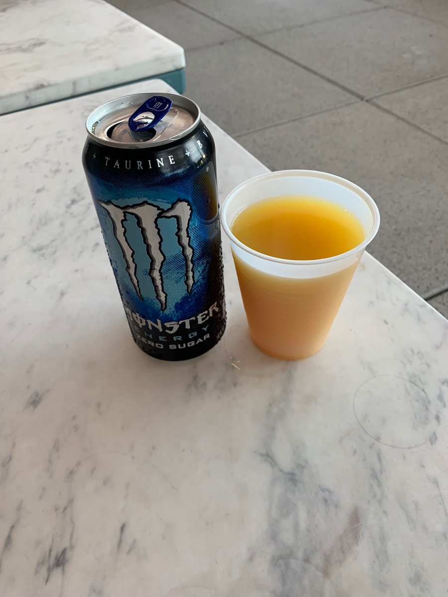 ACEide93's tweet photo. I give you “the Mormon Mimosa”
2 parts OJ
1 part Monster
Goes best with jet lag at the airport
#drewthoughts https://t.co/LeZDSniqQC