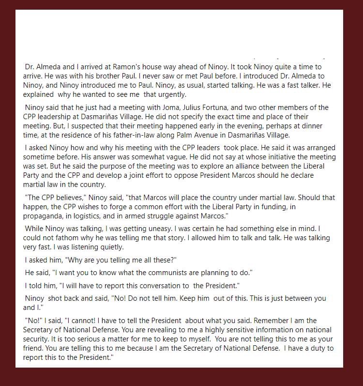 QMotherGothel's tweet photo. BRACE YOURSELVES!!!

Juan Ponce Enrile is dropping truth bombs on his FB page. Pieces of history and first-hand information from someone who was actually there and lived through it.

Time really is the ultimate truth-teller. https://t.co/cRQt8FUskh