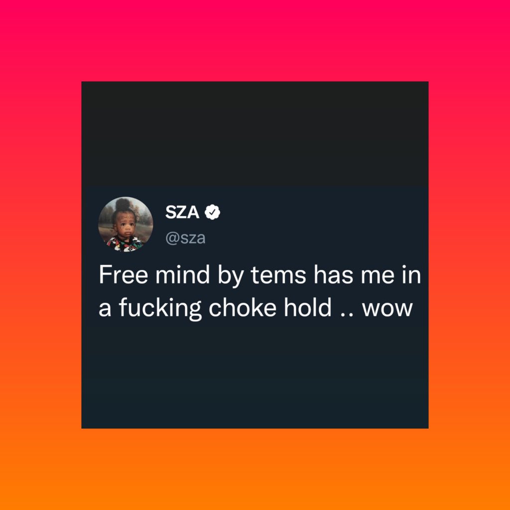 SZA montre son amour pour "Free Mind" de Tems sur Twitter.