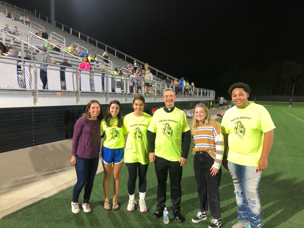 BishopReadyHS's tweet photo. Thank you to Bishop Brennan for coming out to cheer on our Silver Knights to victory last night!
#neonknight
#alwaysready
#readyfamily https://t.co/PwRNS2xANU