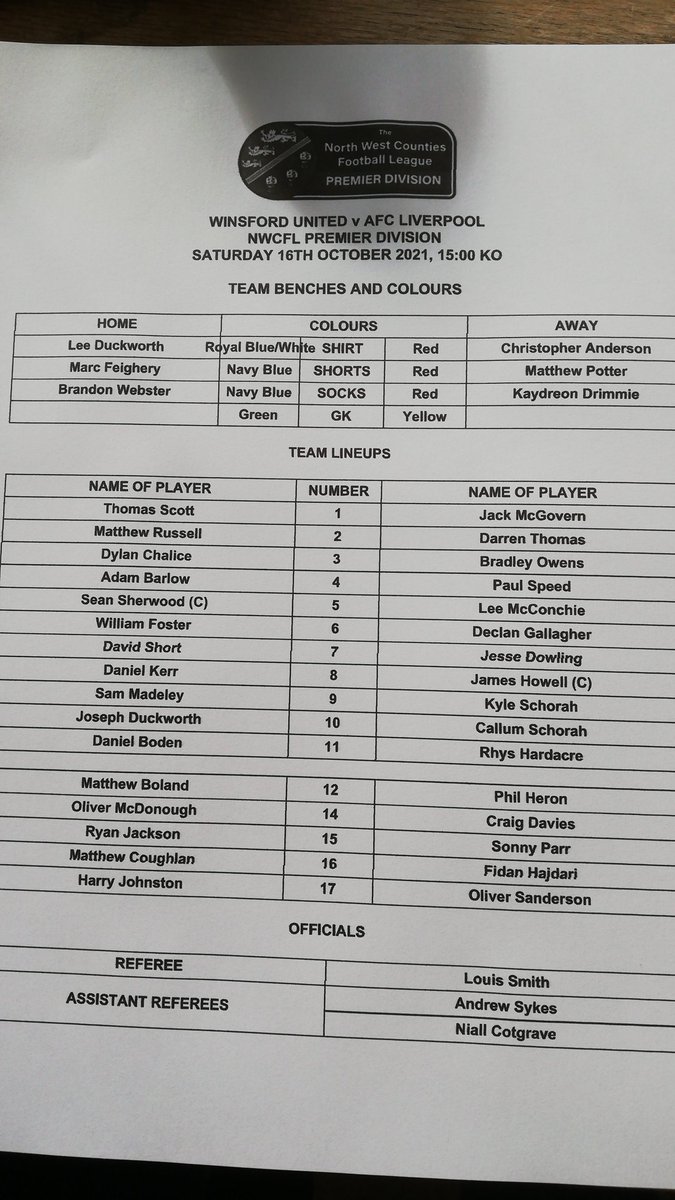 BlueSteveW's tweet photo. Today's teams. https://t.co/vCSLMcU4rL