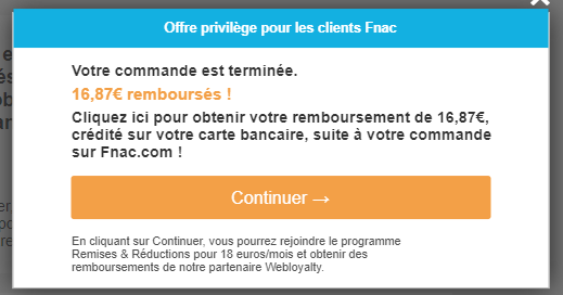 Laurent__D's tweet photo. SVP @FnacVousAide est ce qu'il y a un opt-out, un moyen de bloquer de façon permanente cette page d'arnaque à  chaque fois que l'on fait un achat sur votre site https://t.co/AD8iIsjHlp