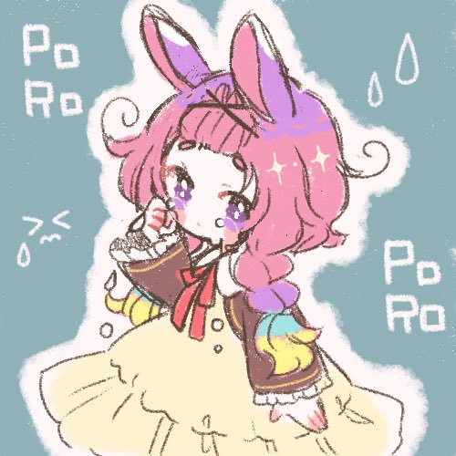 1girl solo gradient hair animal ears tears purple eyes rabbit ears  illustration images