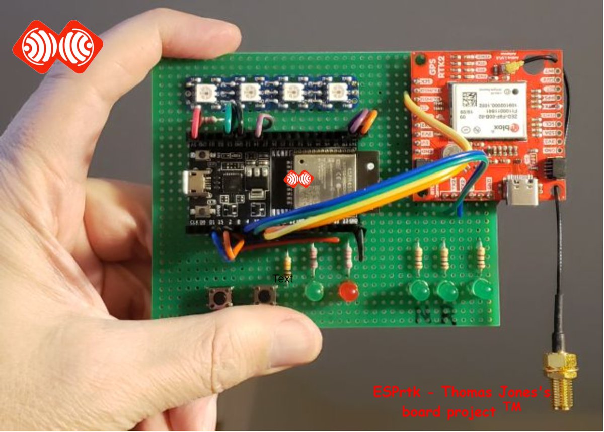 esprtk's tweet photo. An test board of Thomas Jones from USA .  🇺🇸 🇻🇳
Include ESP32 ESPrtk  + F9P +Neopixel LED.🥰😘
Let's look forward to his exciting projects in the future.
#DIY #RTK #ESP32 #F9P #Sparkfun #Robotic #ESPrtk https://t.co/b0CcZd8rqV