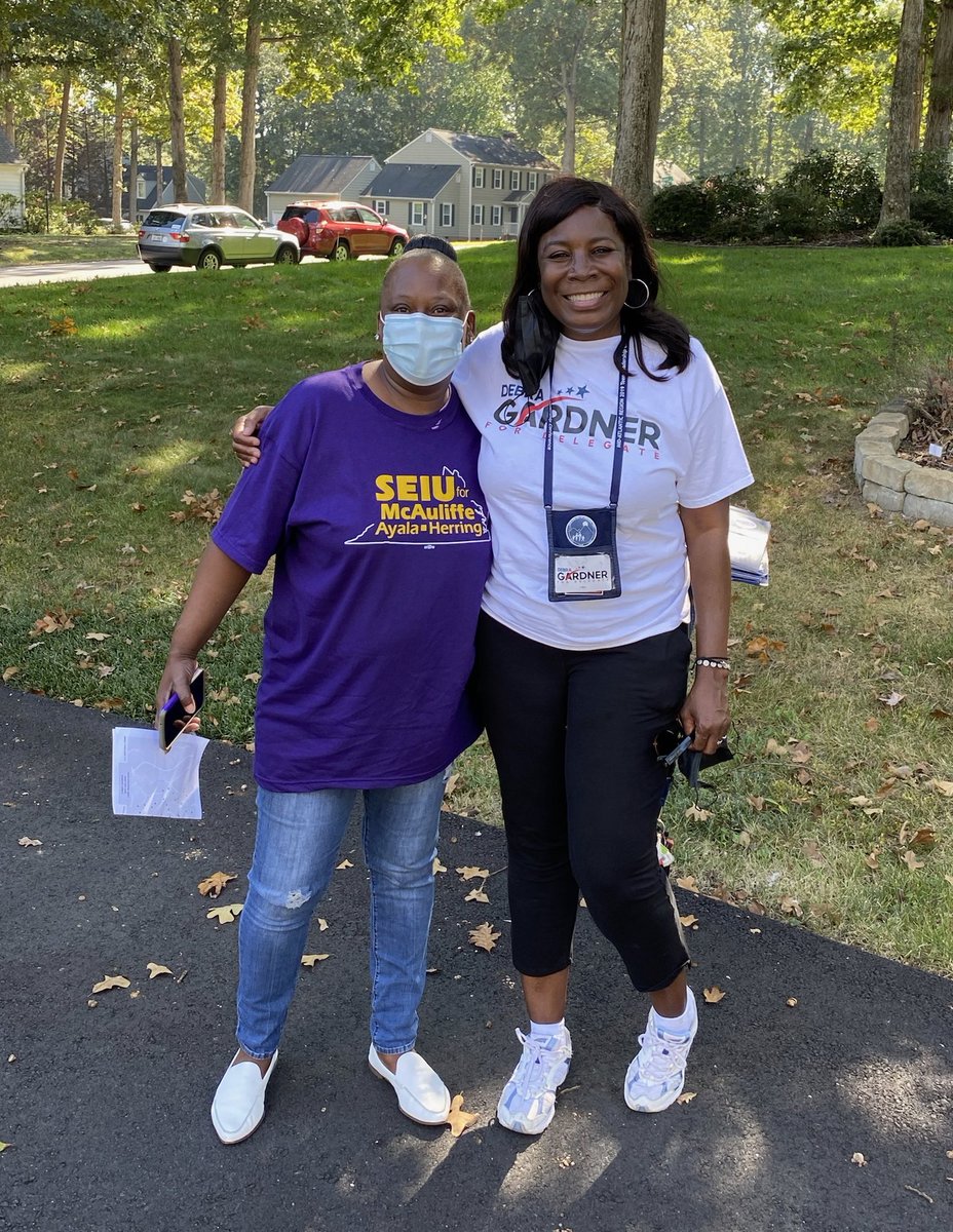 SEIU Virginia 512 (@seiuva512) on Twitter photo Frontline <a href="/SEIU/">SEIU</a> care workers are knocking doors for <a href="/Debra4Delegate/">Debra Gardner for Delegate</a>, <a href="/TerryMcAuliffe/">Terry McAuliffe</a>, <a href="/HalaAyala/">Hala Ayala 🪷</a> and <a href="/MarkHerringVA/">Mark Herring</a> because every care worker and everyone deserves a good union job! #CareCantWait #CareIsEssential Frontline <a href="/SEIU/">SEIU</a> care workers are knocking doors for <a href="/Debra4Delegate/">Debra Gardner for Delegate</a>, <a href="/TerryMcAuliffe/">Terry McAuliffe</a>, <a href="/HalaAyala/">Hala Ayala 🪷</a> and <a href="/MarkHerringVA/">Mark Herring</a> because every care worker and everyone deserves a good union job! #CareCantWait #CareIsEssential