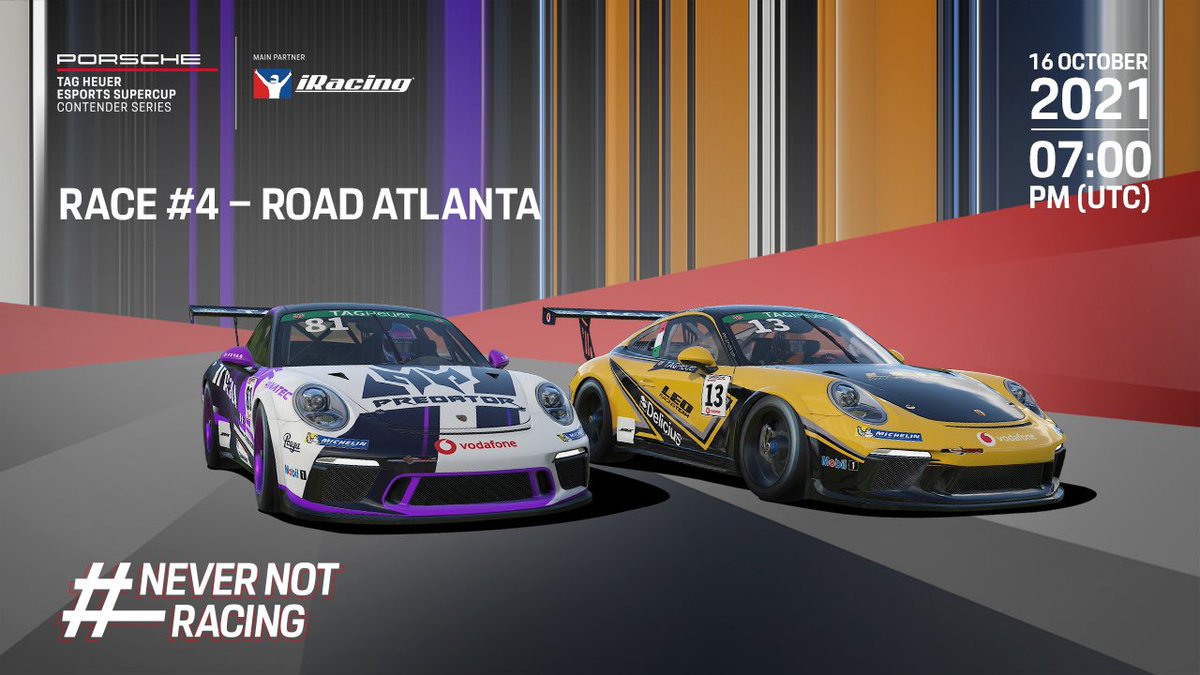 #PESC - The Porsche TAG Heuer Esports Supercup Contender Series heads down south to Road Atlanta! 🍑 

Twitch.tv/Porsche | 3:00pm ET