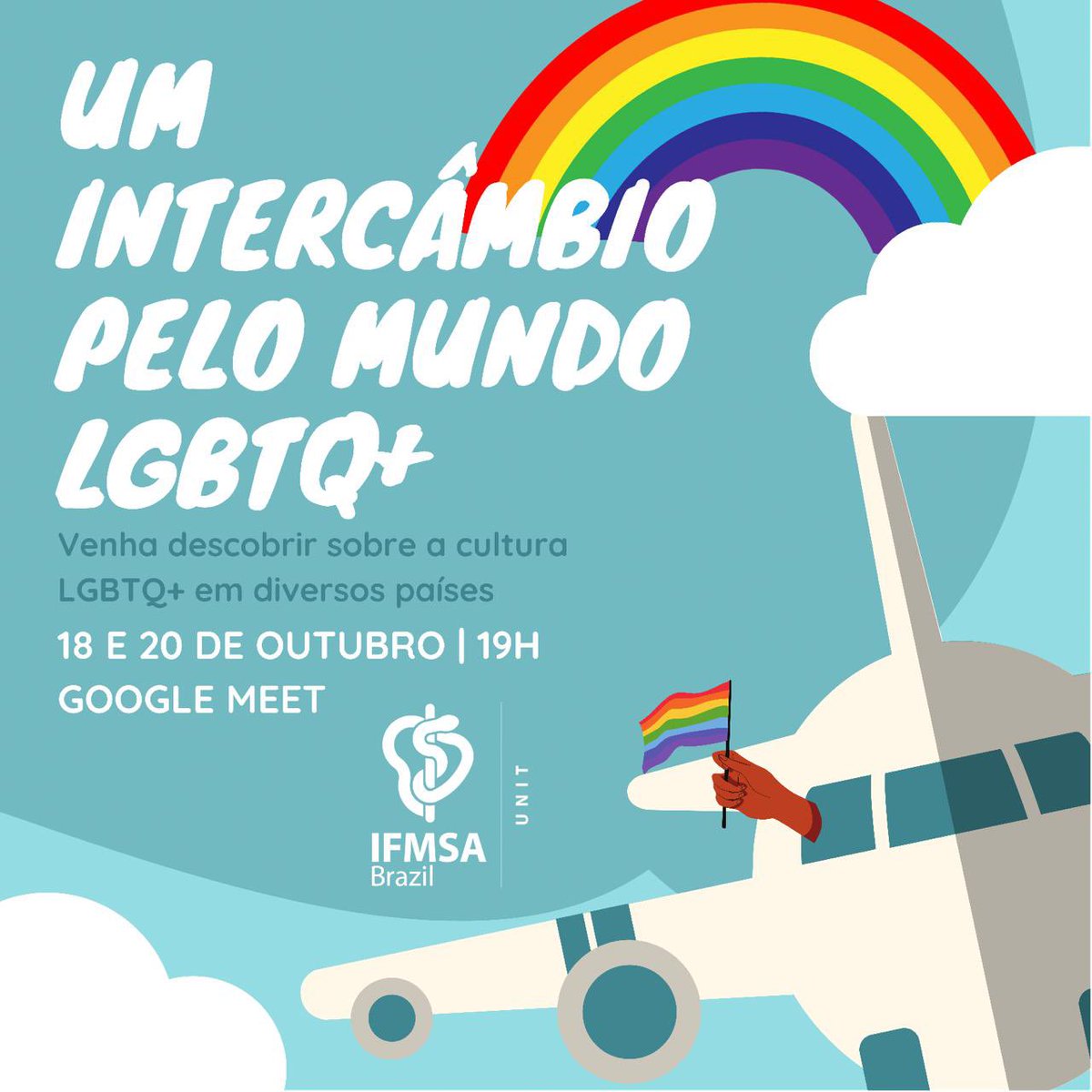 ifmsabr_unit's tweet photo. ⁉️ Você já se perguntou como é a vida de uma pessoa LGBT em outros países?

✨ A IFMSA Brazil Unit vem responder essas dúvidas!

✈️ Nos dias 18 e 20 de outubro às 19h, vamos viajar pelo mundo com @eduardocperes 🌍🏳️‍🌈

⚠️ Inscrições no nosso Instagram! https://t.co/NIFxCN0bYU