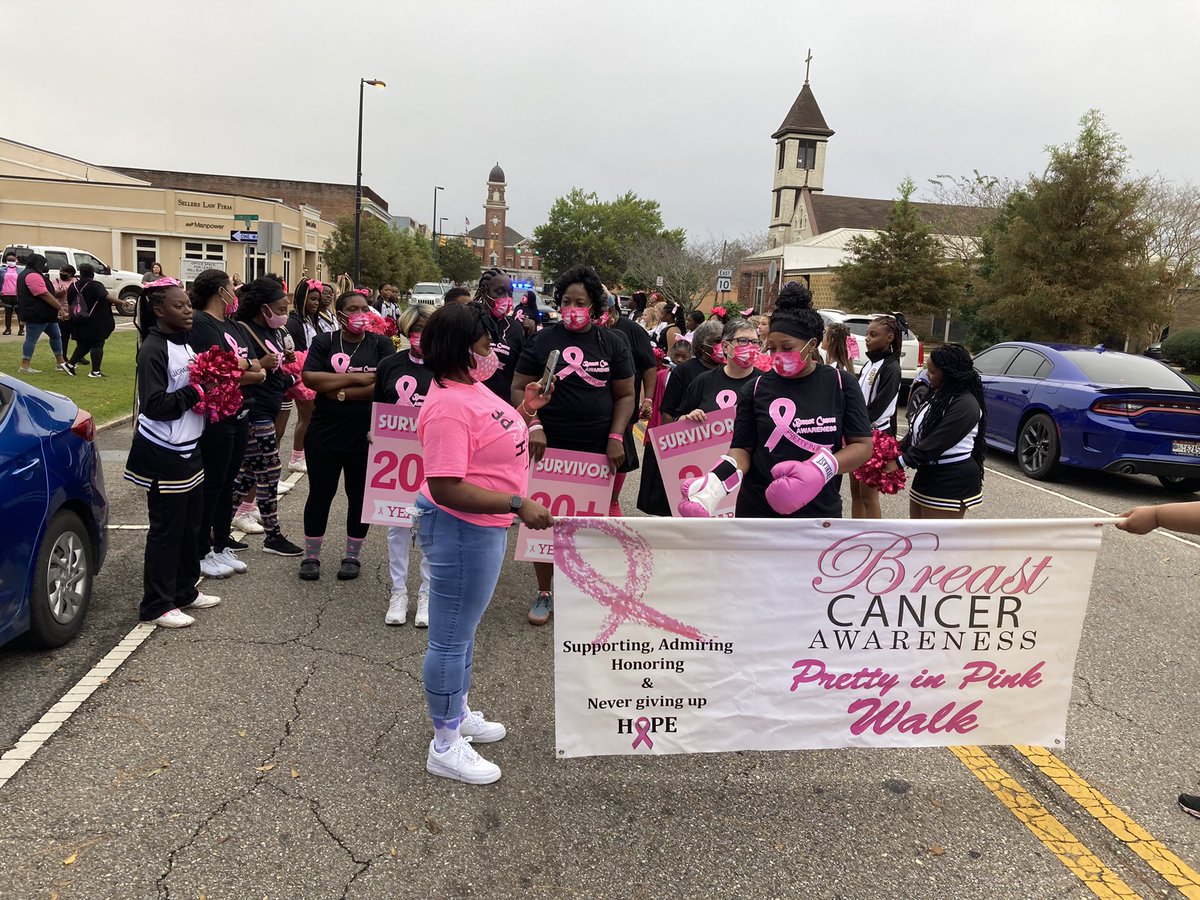 Greenville High School Cheerleaders help celebrate breast cancer survivors and cheer them on during Greenville’s 3rd Annual Breast Cancer Awareness Walk #BreastCancerAwarenessMonth <a href="/butlercountyss/">Butler County School System</a>