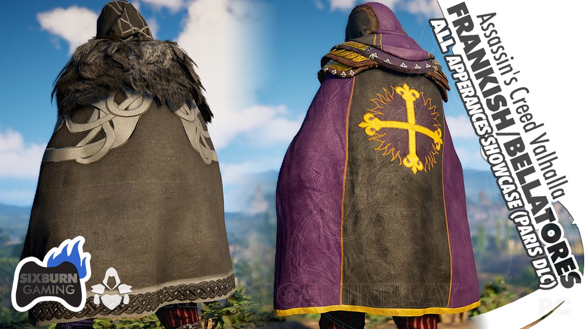 sixburngaming's tweet photo. >> https://t.co/Di5r9qrOj9 FRANKISH Cloak and BELLATORES Robe ALL Appearances Upgraded Showcase #AssassinsCreedValhalla #ACValhalla #Frankish #Bellatores #Eivor #Vikings #AssassinsCreed https://t.co/6o0sNWoaYp