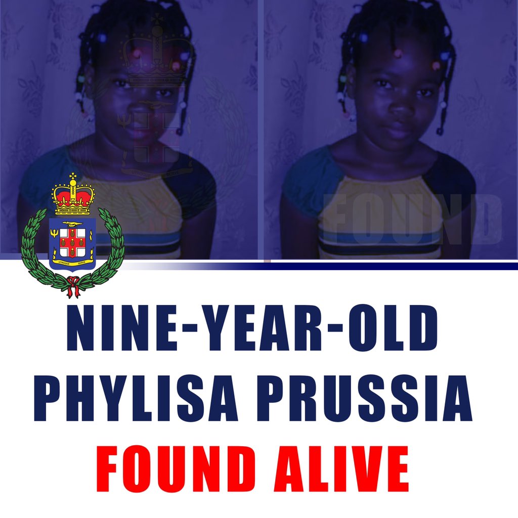 JamaicaConstab's tweet photo. Phylisa Prussia has been found alive. More information soon. https://t.co/gOJFxW8znc