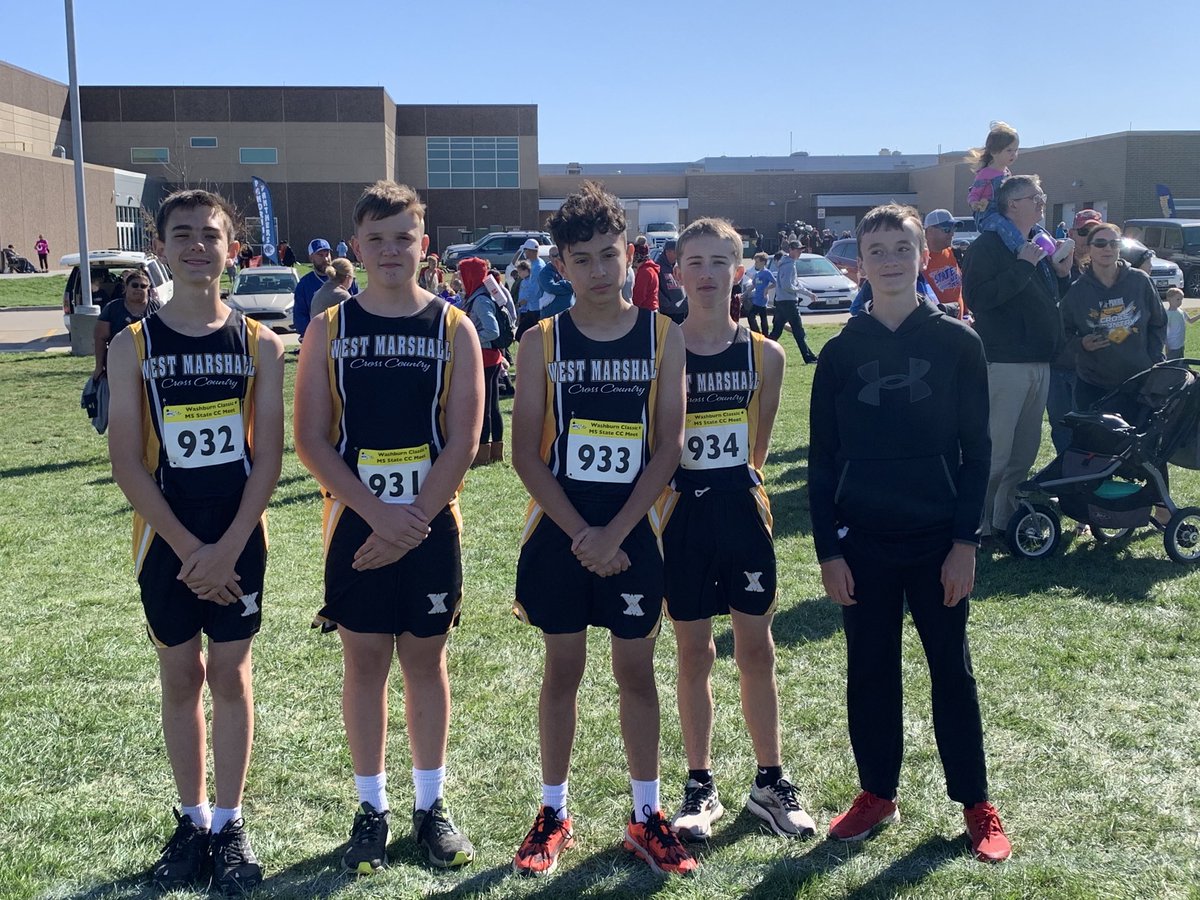 WestMarshallMS's tweet photo. WMMS Boys cross country getting ready to run fast at the state meet.  Go Trojans! https://t.co/SsbGb7QcpW