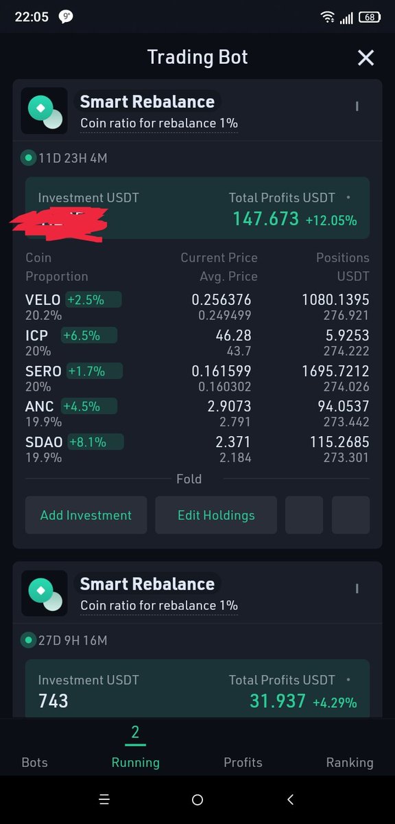 AntwoHetit's tweet photo. RSI şişen coinleri değiştirdim. $movr kârımı düşürdü. Fake yükseliş yapıp düştü. Yeni coinlerle kaldığımız yerden devam. #velousdt #icpusdt #serousdt #ancusdt #sdaousdt https://t.co/8QYkDMa9Md