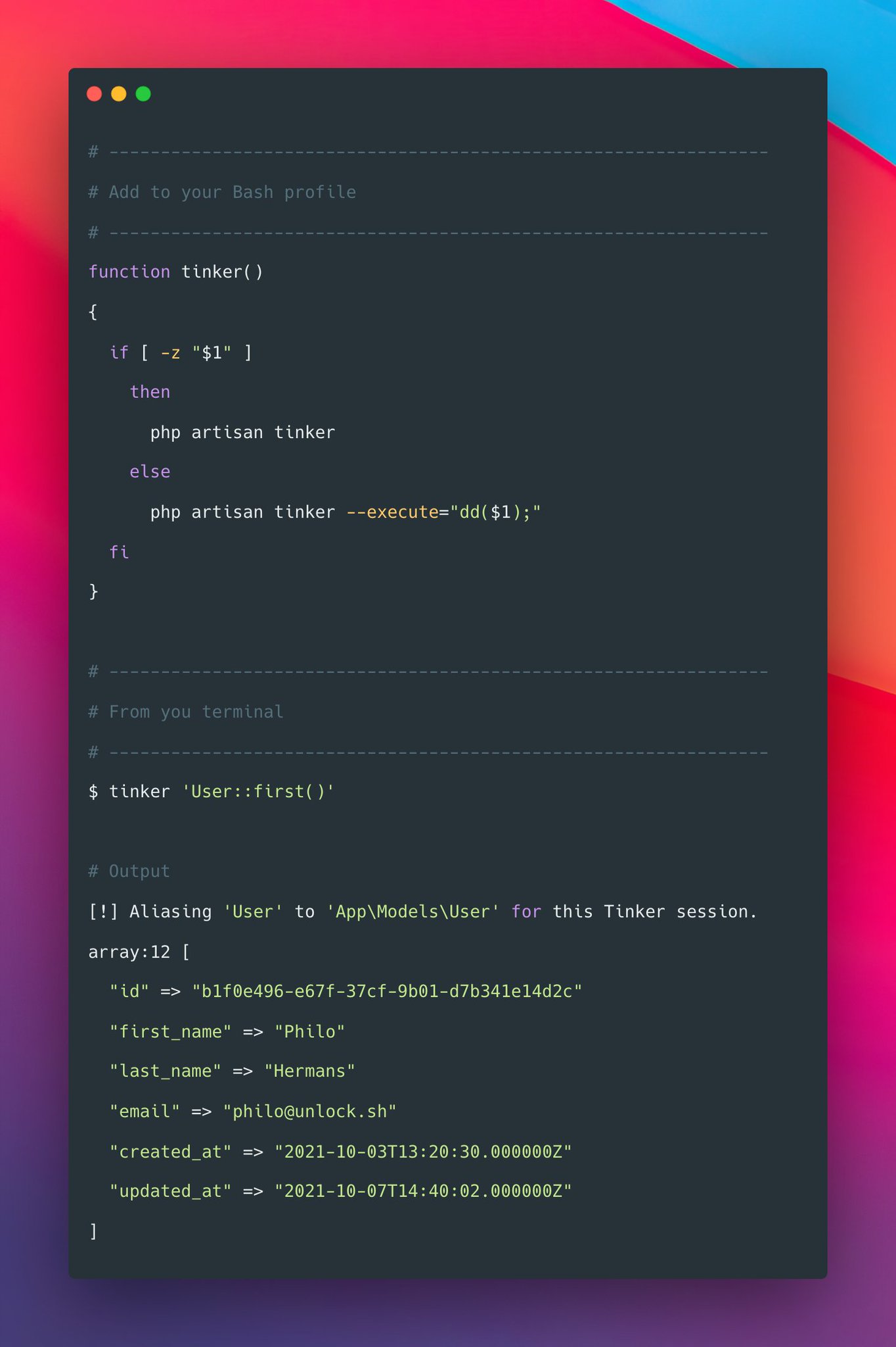 Create this `tinker` bash script to supercharge your dev workflow