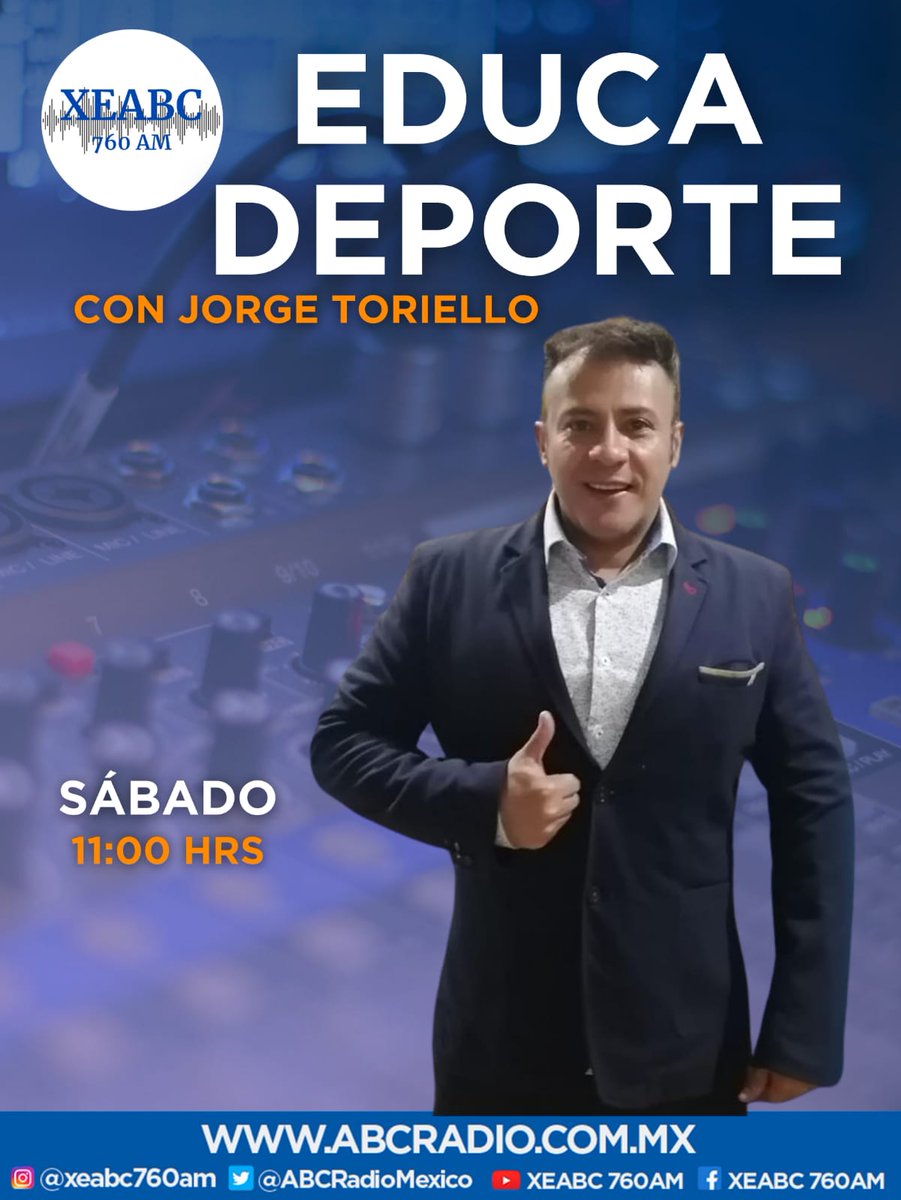 GpoRadioCanon's tweet photo. Enciende tu #Sintonía760 🙌🏻🙌🏻

Antes de salir a la cancha, escucha 🎧 #EducaDeporte 💪🏻 con el impulso que necesitas para el triunfo 

#AlAire los sábados a las 11hrs por el 760 de AM 📻 o https://t.co/flRgRlbYbk 📲

#XEABC te acompaña 🤗 https://t.co/a9ryCCdrUA