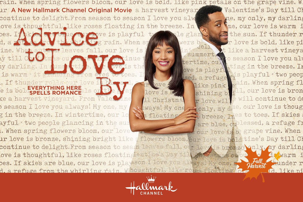 When a romance author and a dating columnist meet, will it spell trouble or L-O-V-E? 📖❤️️ Take our word and watch <a href="/EriVeronica/">Erinn V. Westbrook</a> and <a href="/BrooksDarnell/">Brooks Darnell</a> in #AdviceToLoveBy TONIGHT at 9/8c, an all new #FallHarvest movie.