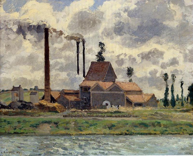 artpissarro's tweet photo. The Factory, 1873 #camillepissarro #impressionism https://t.co/wDxXN8f0p1