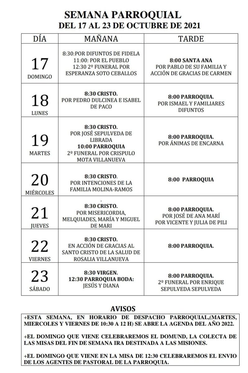 ParroAlmoradiel's tweet photo. SEMANA PARROQIAL | Del 17 al 23 de octubre 📣 https://t.co/NwUbi4QdsC
