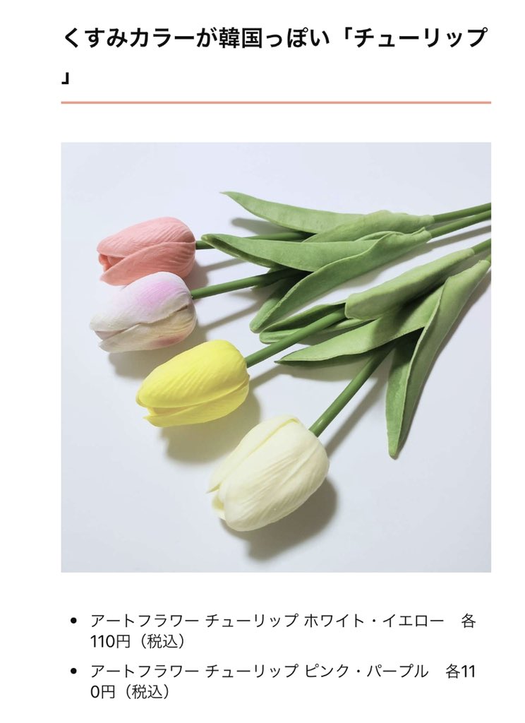 Uzivatel 般若嫁もかつては花嫁だった Na Twitteru 韓国インテリア流行ってるよね セリアのチューリップ 造花めっちゃコスパいいと思う かつてウェルカムスペースにチューリップ置いたけどこれがあればくすみカラフルなチューリップ花束がおけたのに T Co