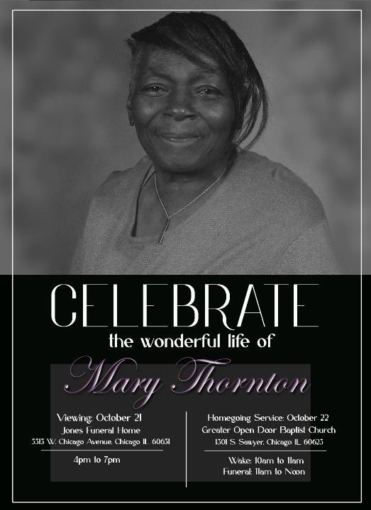 Funeral arrangements for our beloved Tilton volunteer and LSC Community Representative, Ms. Mary Thornton. <a href="/TiltonSTEM/">Tilton Elementary</a> <a href="/ChiPubSchools/">CPS - Chicago Public Schools</a>