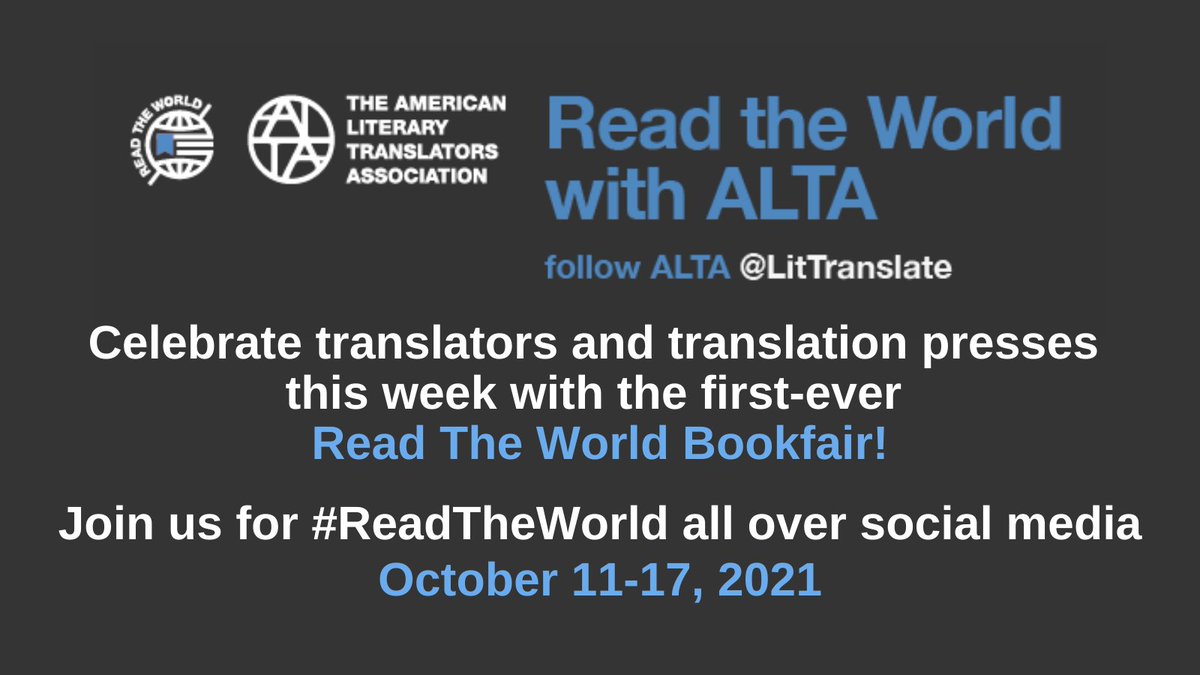 LitTranslate's tweet photo. Don't forget: until tomorrow, we're celebrating the debut of #ReadTheWorld, an online bookfair celebrating translators and translation publishers! Follow the hashtag #ReadTheWorld and find some exclusive features and discounts -- and enjoy! https://t.co/PoAFhmf2qH