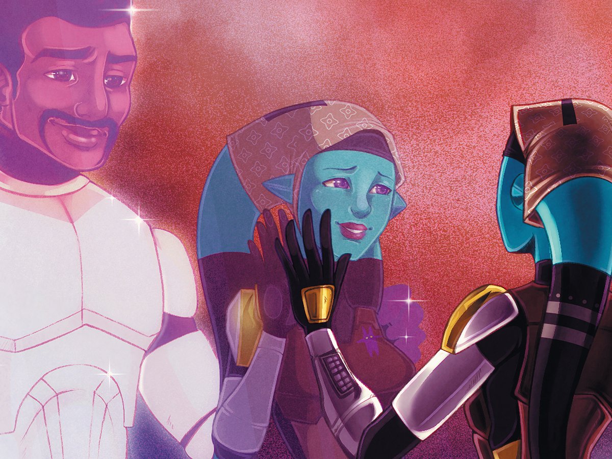 Moonlitalien's tweet photo. I’m so happy to finally be able to share my piece for @Hope_SWZine! Grown up Numa remembering the men who saved her and taught her so much about life and the meaning of family, strength and kindness... and knowing she’s making them proud.

#starwars #fanart #theclonewars #rebels https://t.co/bGVlY7sRxO