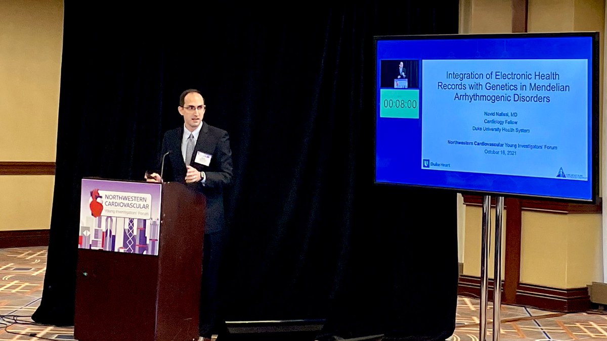 NCYIF (@ncyiforum) on Twitter photo Dr. <a href="/NavidNafissi/">Navid Nafissi</a> from <a href="/DukeHeartCenter/">Duke Heart</a> elucidated his findings in the integration of #EHR with genetics in Mendelian arrhythmogenic disorders. #NCYIF21 #ImplementationScience <a href="/DukeCardiology/">Duke Cardiology</a> Dr. <a href="/NavidNafissi/">Navid Nafissi</a> from <a href="/DukeHeartCenter/">Duke Heart</a> elucidated his findings in the integration of #EHR with genetics in Mendelian arrhythmogenic disorders. #NCYIF21 #ImplementationScience <a href="/DukeCardiology/">Duke Cardiology</a>