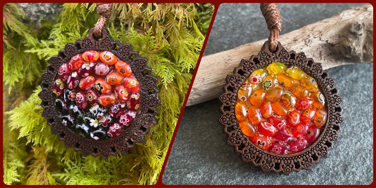 Lovely Autumnal pendants just listed in my <a href="/BritishCrafting/">BritishCraftHouse</a> shop. thebritishcrafthouse.co.uk/shop/baobab-tr… #autumn #handmade #mosaicpendant