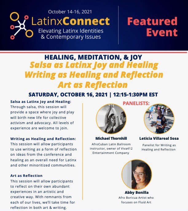 Let’s close day 3 of the Conference with healing, meditation, and joy through salsa and yoga! #LatinxHeritageMonth #HispanicHeritageMonth #healing #salsa
