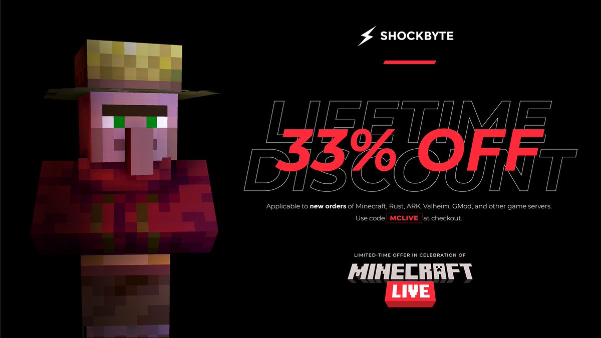 #MinecraftLive2021 getting you hyped to play Minecraft with your friends? We got you covered!

Use code MCLIVE to get 33% off on new orders of any of our products, for life! 😍 

#MinecraftLive  #minecraftserverhosting #sale