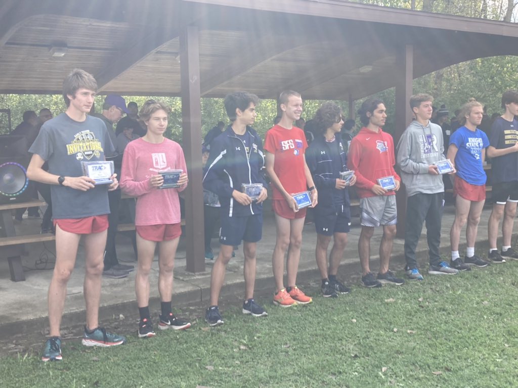 SFSAthletics's tweet photo. 🔴 2021 TRAC CHAMPIONS 🔵

1st - Ethan Cope
2nd - Rylan Winkler
4th - Logan Dykema
6th - Dylan Gomez
8th - Duncan Borland
12th - Connor Bacome
14th - Ben Malek
Coach of the Year - Aaron Al-Sorghali

‼️‼️21 points is a new @TracSports Boys XC Record‼️‼️

#GoKnights https://t.co/WUPVhEuwmD