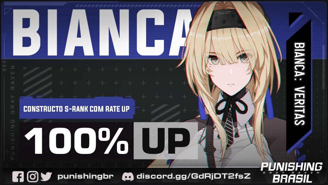 punishingbr's tweet photo. Rate-up de S-Rank Bianca: Veritas Construct começou!

Duração: 13 de outubro, 08:00 - 10 de novembro, 07:59 (UTC)

Para obter mais detalhes, consulte as notícias do jogo.

#PGRResearch #PGR #PGRBR #PunishingGrayRaven #PunishingGrayRavenBr #PunishingGrayRavenBrasil #PunishingBr https://t.co/D4iBrGMs3E