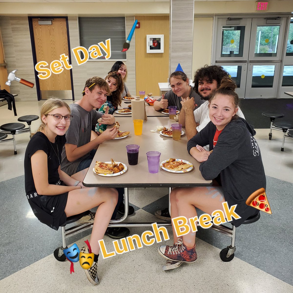 Cast and Crew of "Little Shop of Horrors" has been hard at work building and painting today. #HighSchoolTheatre #LittleShopofHorrors #SetBuilding