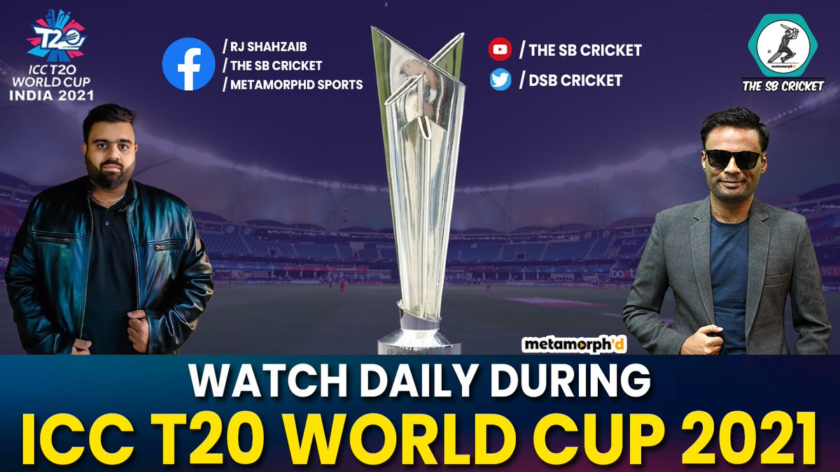 DSBcricket's tweet photo. Watch Me and @Sohailsports on my YouTube and Facebook with some exciting discussion on Matches throughout the T20 WorldCup.
#TheSBCricket #Metamorphd #ICCT20WorldCup2021 #Pak https://t.co/qb0GVaR5vQ