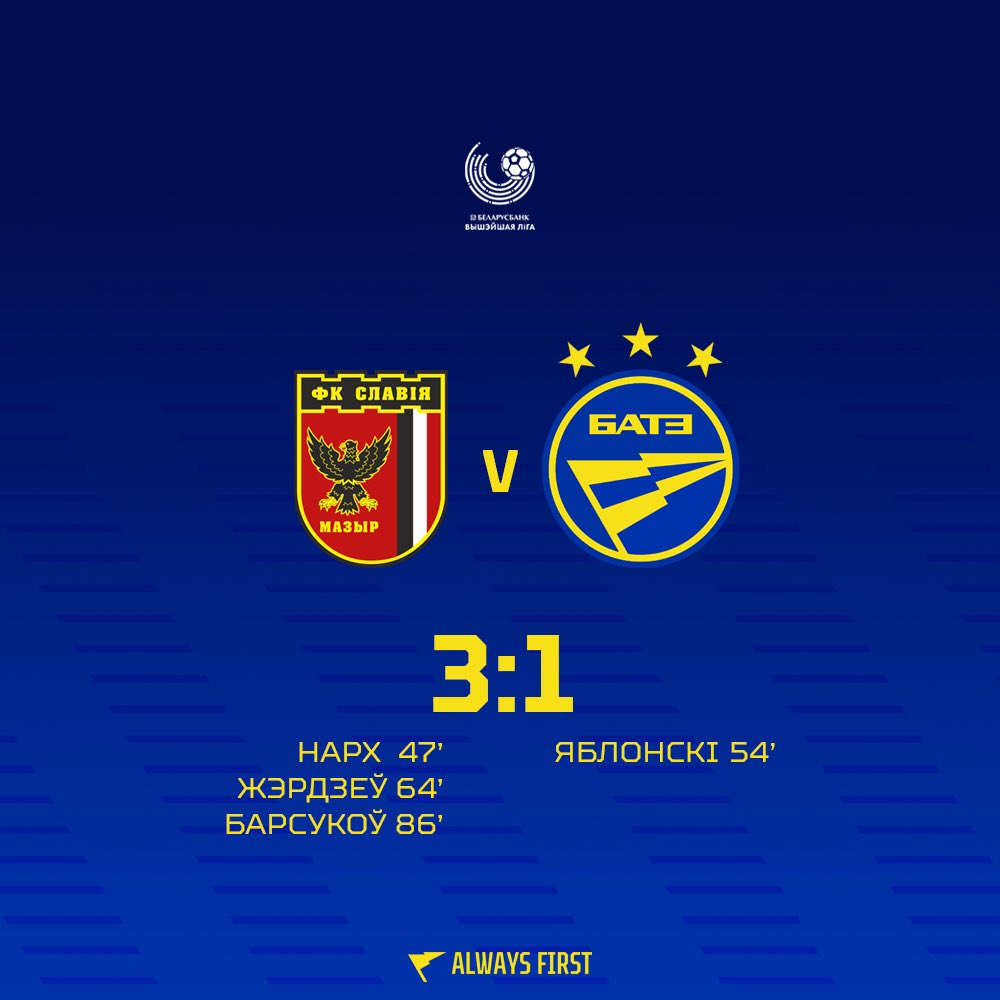 FCBATE's tweet photo. Defeat in Mozyr today.

#SLABATE https://t.co/Mo7SHCCwFT