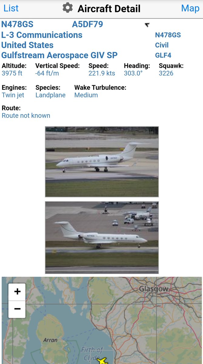 BloodyPolitics's tweet photo. Rubbish photo of US Civil registered Gulfstream #N478GS on long final approach to land at Prestwick Airport this afternoon. ๐
#avgeek #planespotting #pik #cop26 #COP26Glasgow https://t.co/OJEuWJkDwo