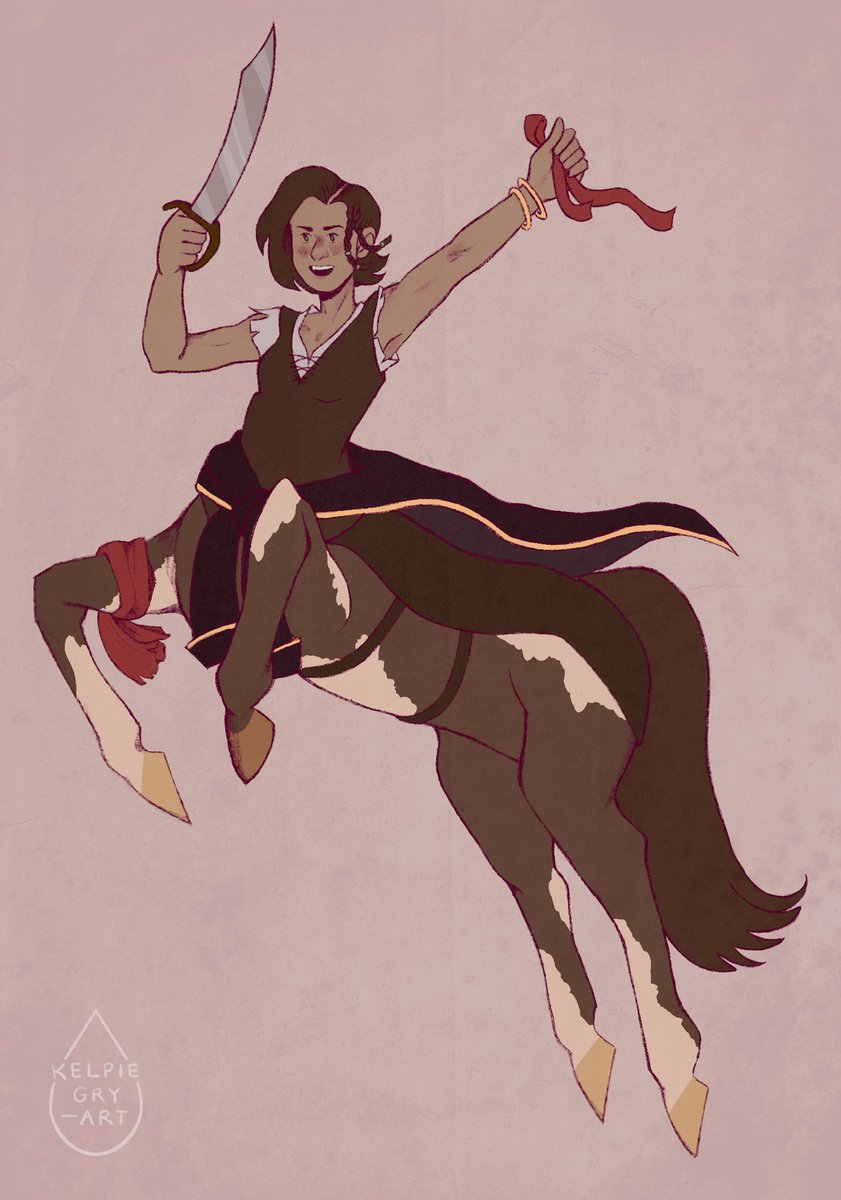 kelpiegry_art's tweet photo. Back in April I drew my partnerโs character Hlessi for draw a centaur day, if that's even still a thing... #ArtistOnTwitter #DrawACentaurDay #Centaur #DnDcharacter https://t.co/mV53pbthkj