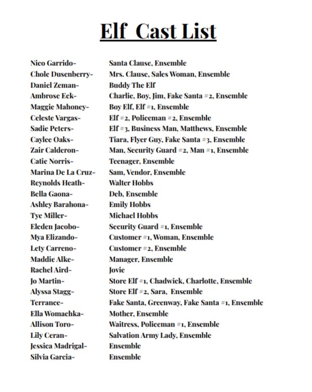 WLHSCometBand's tweet photo. Congratulations to the cast of Elf The Musical! First rehearsal is Monday 3:30-5:30. https://t.co/zQuQVT8pcw