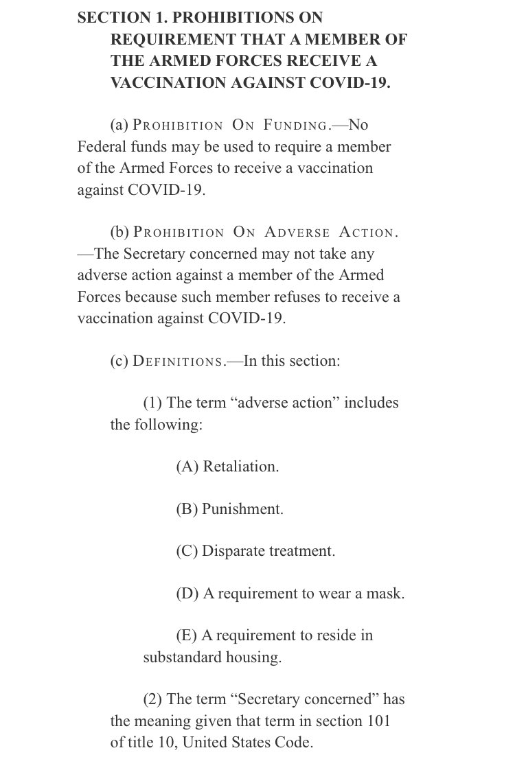 RepThomasMassie's tweet photo. My two page bill would prohibit any requirement that a member of the Armed Forces receive a vaccination against COVID-19. It has 37 cosponsors, including doctors and veterans in Congress. Is your representative on the list?
https://t.co/E2IdPI7rjY https://t.co/SD7dLNQSV4