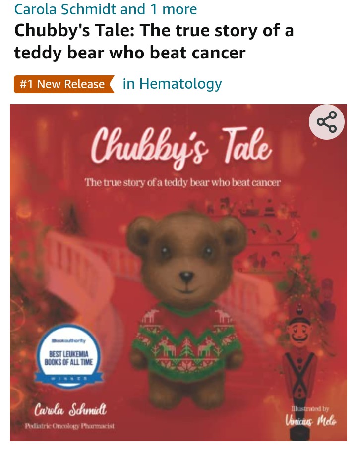 _CarolaSchmidt's tweet photo. The 2nd edition of Chubby's Tale: The true story of a teddy bear who beat cancer is #1 new release in Hematology on https://t.co/bpEnRIHFFB! Yay!

#Cancer #KidsCancerBooks #Leukemia #Hematology https://t.co/40d9glRz1G