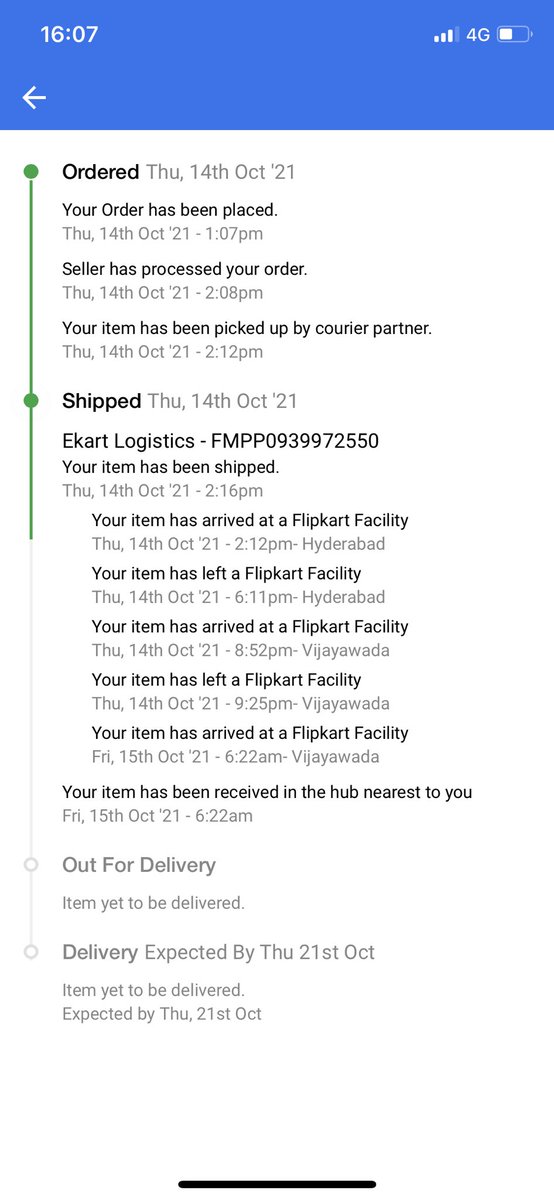 narendragelli's tweet photo. @flipkartsupport So you are telling that checking the tracking details and telling me the information already known to me is called ‘addressing my concern’?   My city is roughly 50-60 km in area man ! Are you telling that it takes 6 days to deliver a product in city of 60 km? https://t.co/gnzV82gazb