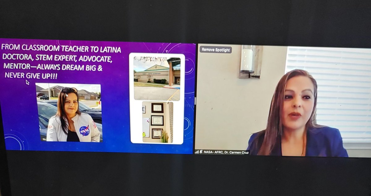 From classroom teacher to latina doctora, STEM expert, advocate and mentor! We are so inspired by <a href="/DraCarmenCruz/">Dra. Carmen Cruz, Ed.D.</a> sharing her story of resilience and strength. Always tell students to KEEP DREAMING! #NASAMakes