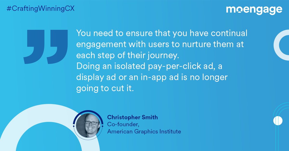 MoEngage (@moengage) on Twitter photo Christopher Smith (Co-founder, <a href="/agitraining/">AGI Training</a>) touches upon a very important aspect of #customerexperience and talks about why #CraftingWinningCX must be a priority for brands right now.
Download the ebook to get started: bit.ly/2YMc8xf Christopher Smith (Co-founder, <a href="/agitraining/">AGI Training</a>) touches upon a very important aspect of #customerexperience and talks about why #CraftingWinningCX must be a priority for brands right now.
Download the ebook to get started: bit.ly/2YMc8xf