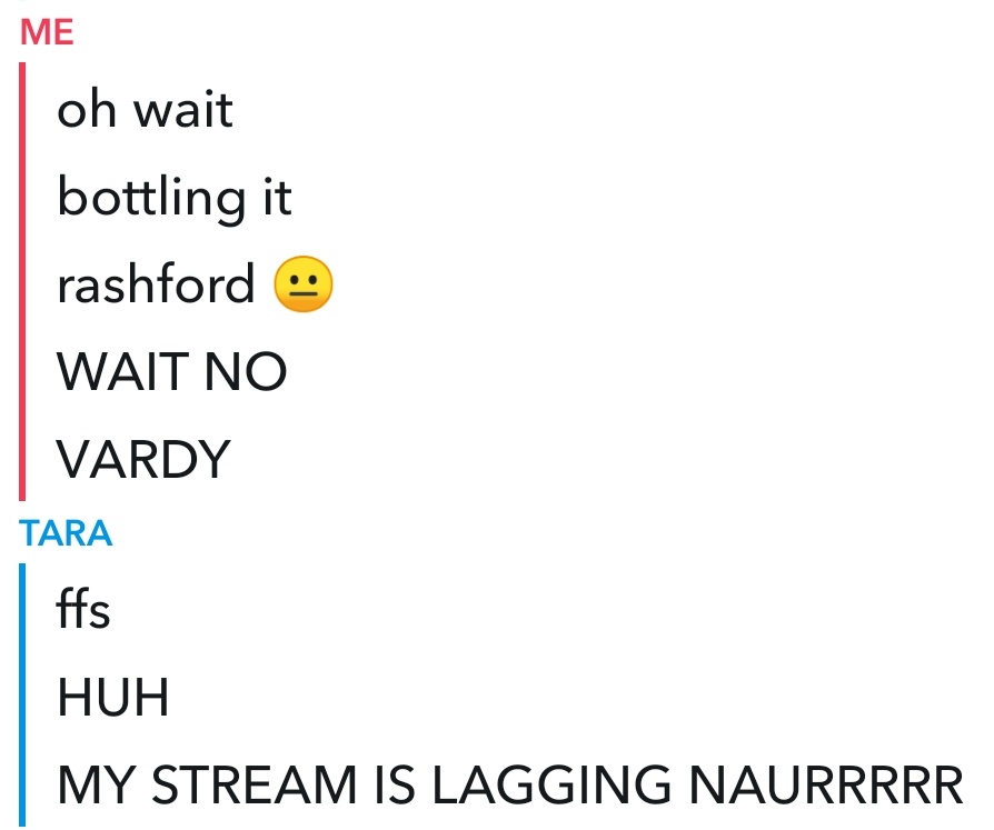 lcfcnina's tweet image. texting my sister during the game, tells the whole story 😂