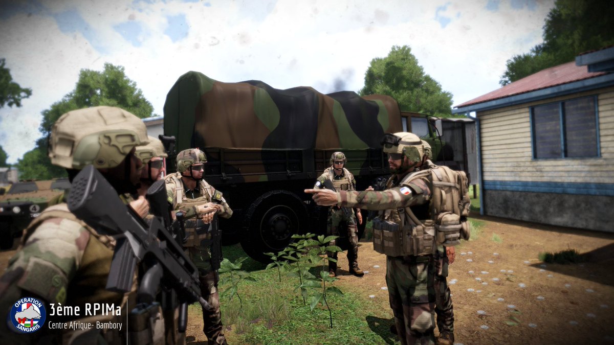 stellardynfr's tweet photo. 🇫🇷 Le 3e RPIMa est déployé dans l'opération SANGARIS II en Centre Afrique. Début de patrouille dans le village de Bambory

💂Envie de simulation ? C'est ici : https://t.co/a6TXsS0LZ2

#Arma3 #Simulation #3eRPIMa #MilSim #OFrP #AMF @armamodfrance @ECHO_3_1__ https://t.co/FmHm811IdM