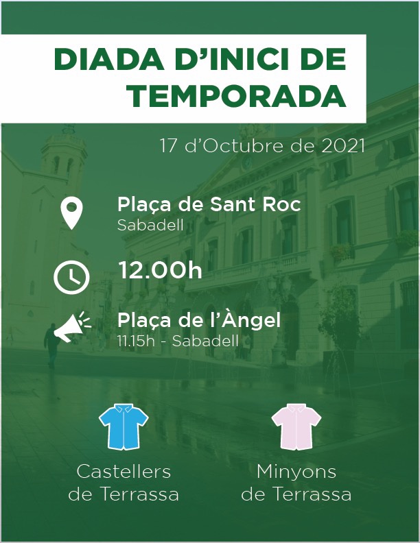 Demà tenim la primera actuació de la temporada a la plaça Sant Roc! 🎉

- Convocatòria: 11.15h a la plaça de l'àngel per fer cercavila fins la plaça Sant Roc.

- Inici d'actuació: 12h.

Us hi esperem a tots i totes per gaudir i celebrar la represa de les actuacions💪🏽💚